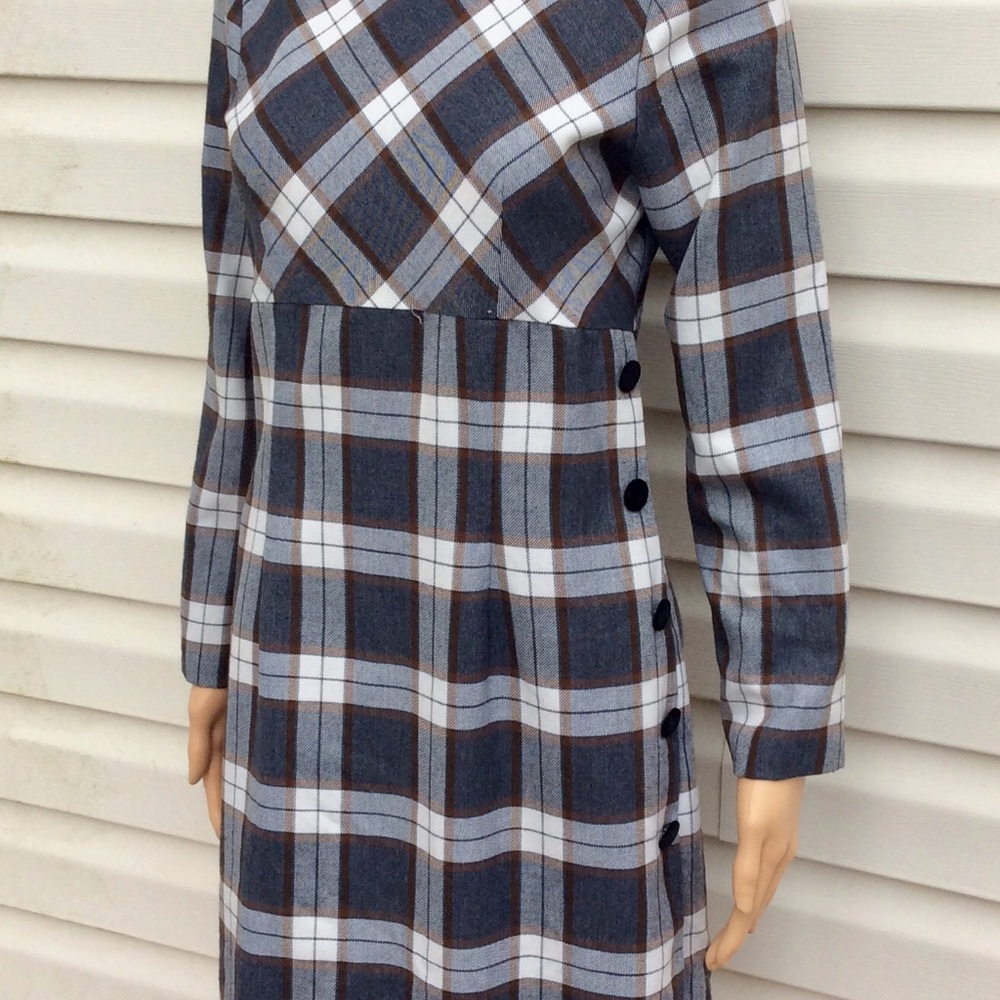 Vtg. Mod Plaid Flannel Preppy Mini Dress
